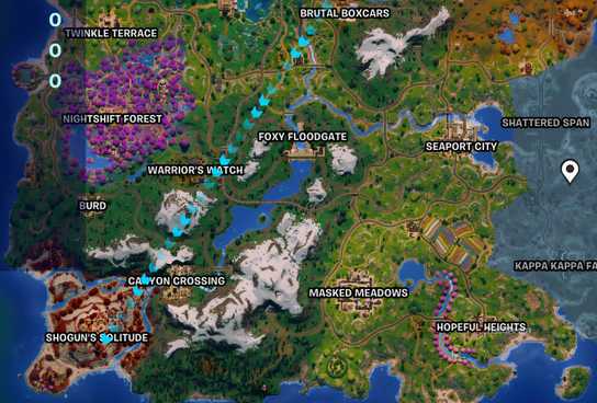 Fortnite Greyed Out Map Section with Marker.